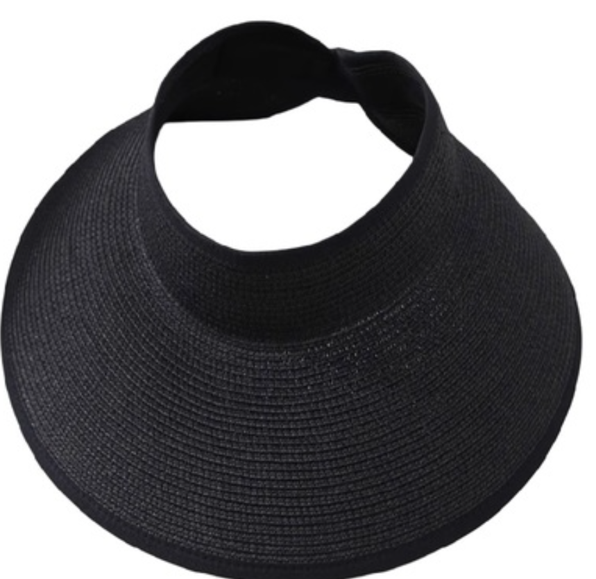 Ponytail wide brim packable visor hat