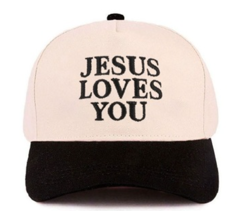 Jesus Loves You Two Tone Cotton Hat