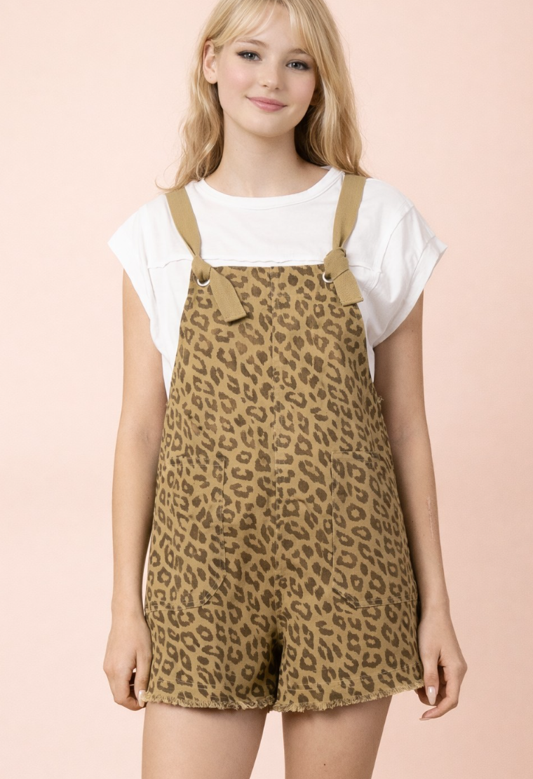 Leopard & Camo Print Casual Romper