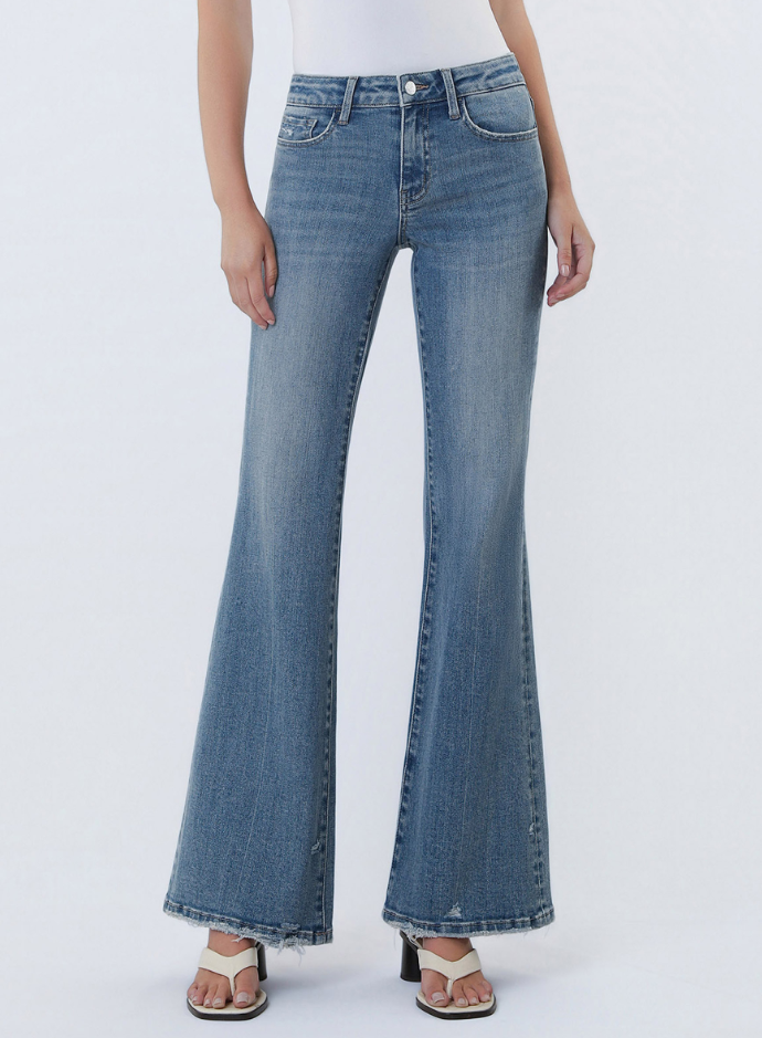 The Charlotte Lovervet Mid Rise Flare Jeans
