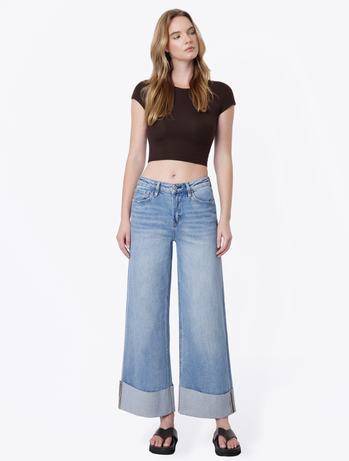 The Autumn Lovervet High Rise Cuffed Wide Leg Jeans