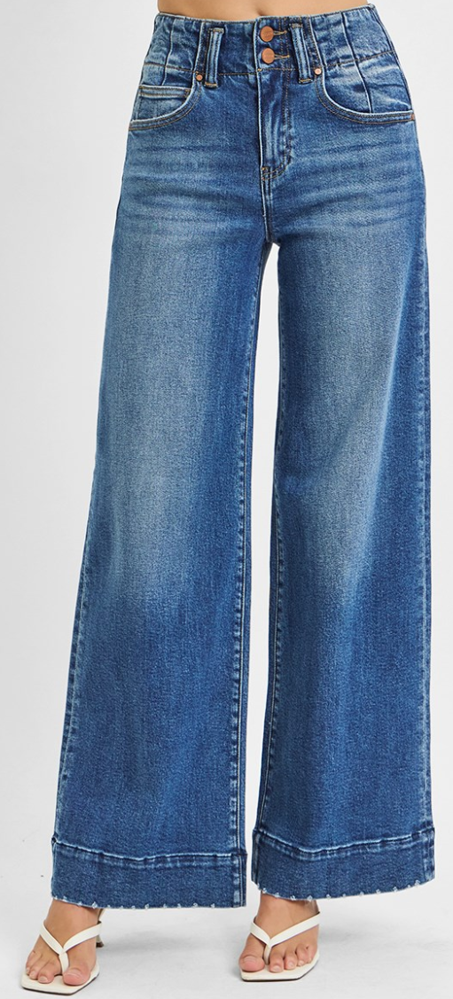 Sage High Rise-Ankle Wide-Seam Detailed Jeans