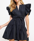 Sleeveless Peplum Poplin Mini Dress