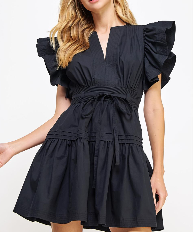 Sleeveless Peplum Poplin Mini Dress