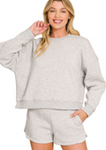 Heather Gray Long Sleeve and Shorts Set