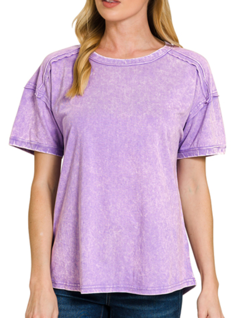 Acid Washed Round Neck T-Shirts