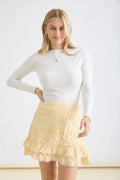 Boat Neck Pintuck Detail Long Sleeve Knit Top