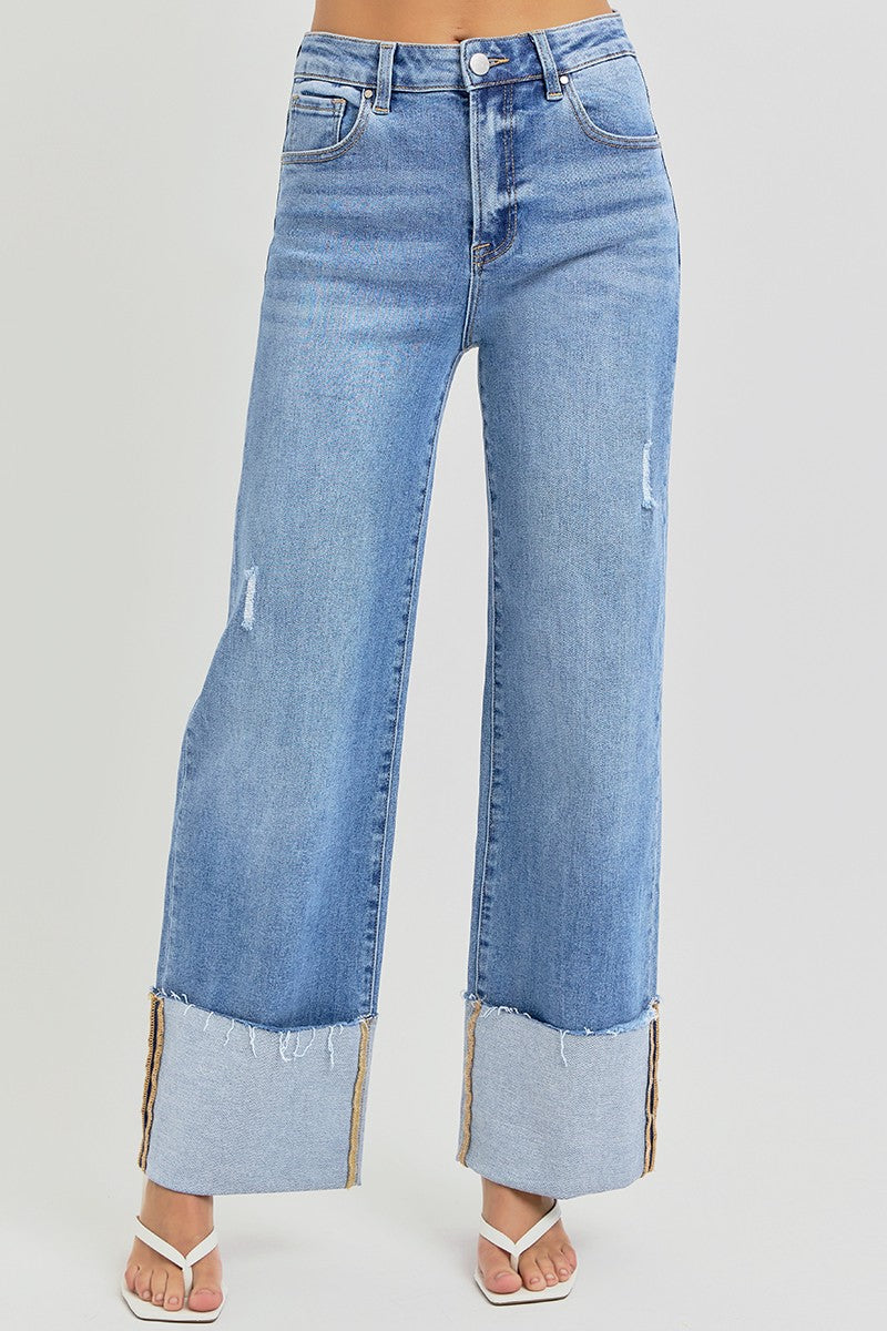 The Zoe Ankle Wide Cuffed Jeans