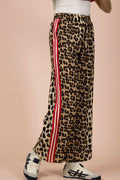 Red Side Stripe Leopard Print Pants