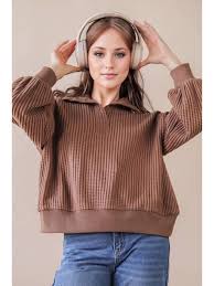 Chocolate Knit Pullover With Button Detail