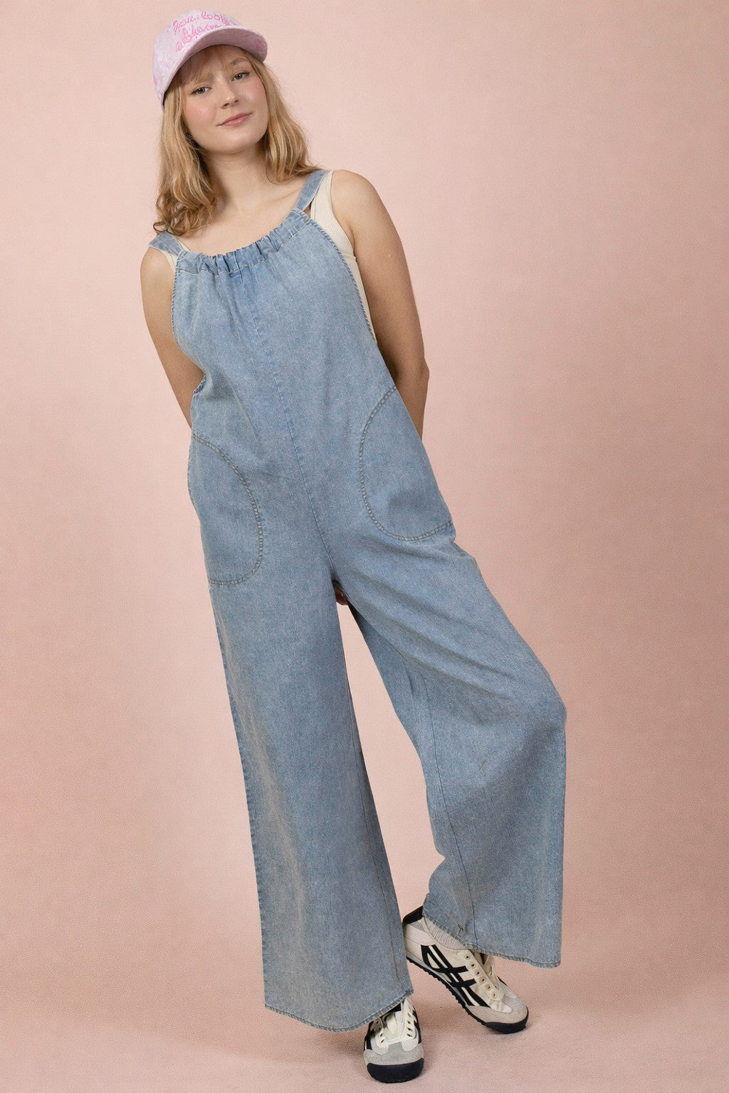 Washed Chambray Casual Jumpsuit