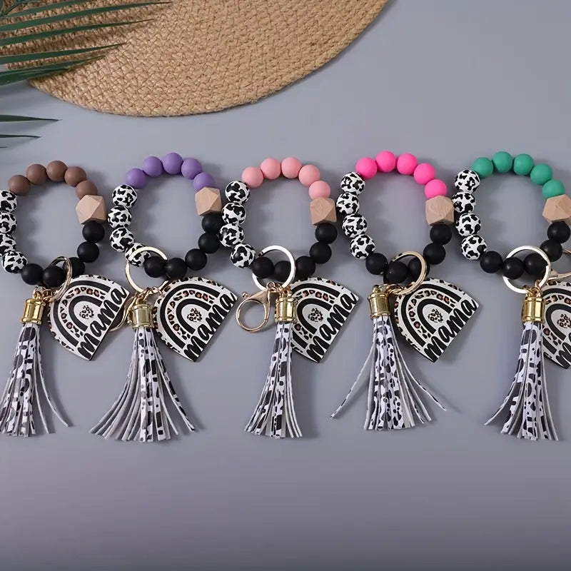 Mama Multi Color Wristlet Keychain