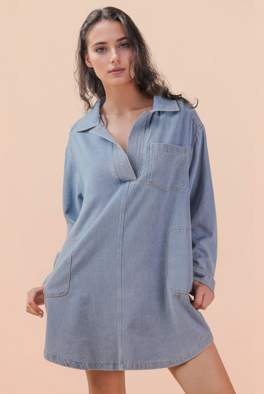 Mineral Washed Mini Shirt Dress