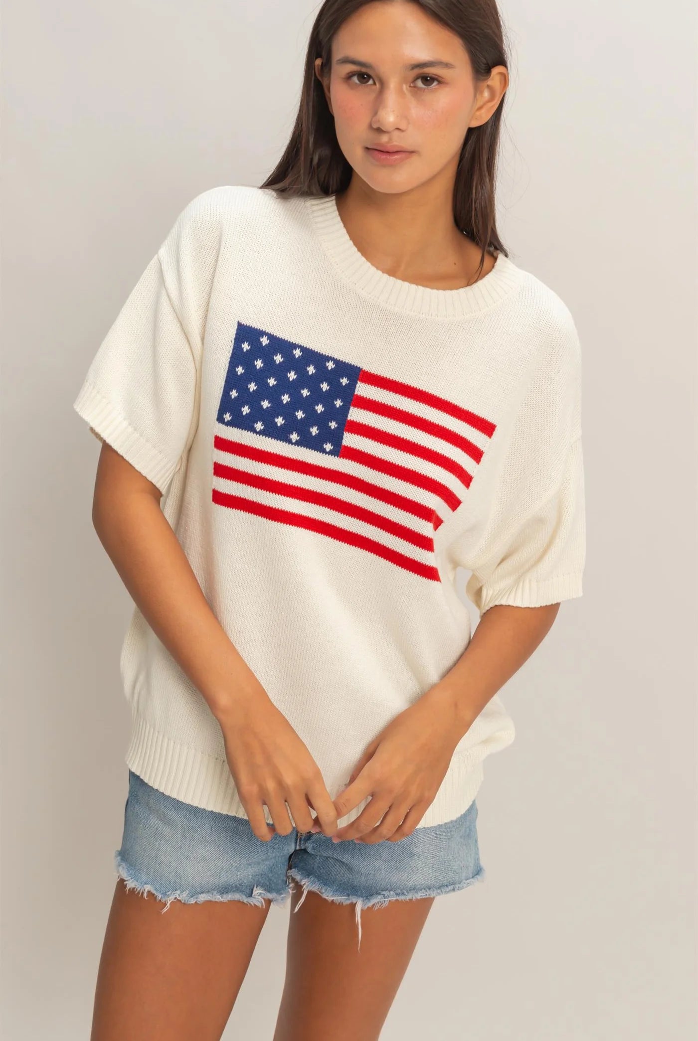 American Flag Knit Top