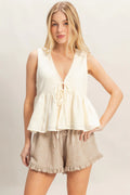 Lace Trim Tie Top