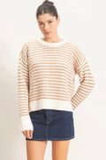 Taupe and White Printed Sweater
