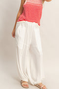 Elastic Hem Flowy Drawstring Pants