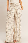 Polka Dot Elastic Wide-Leg Pants