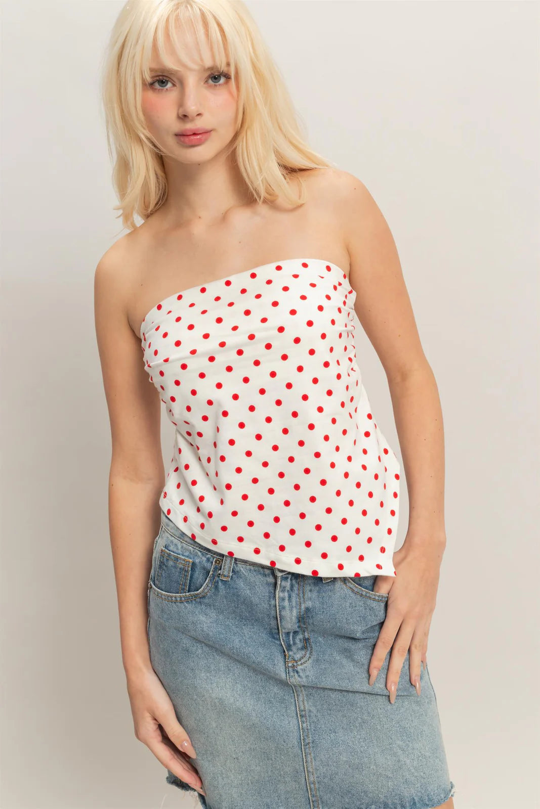 Polka Dot Triangle Tube Top
