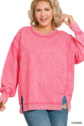 Plus Acid Wash F/terry Exposed-seam Sweatshirt