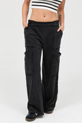 Mineral Wash Wide Leg Cargo Sweatpants