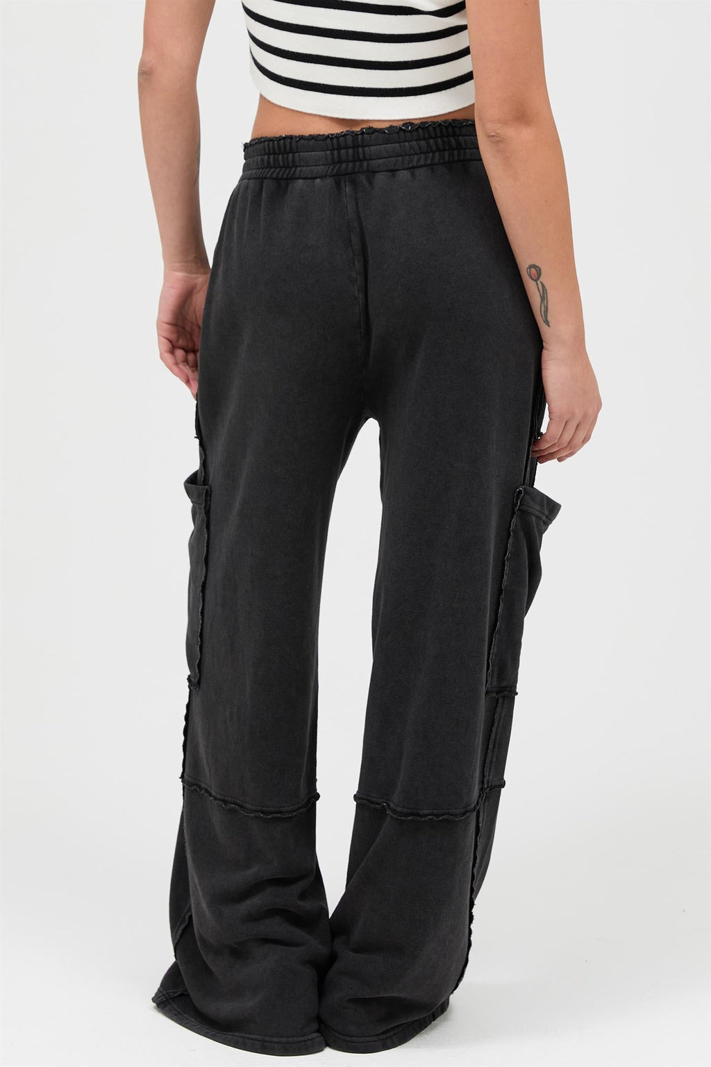 Mineral Wash Wide Leg Cargo Sweatpants