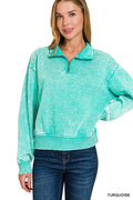 Acid Wash Fleece Quarter Zip Pullover