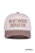 On My Worst Behavior Two Tone Canvas Cotton Cap